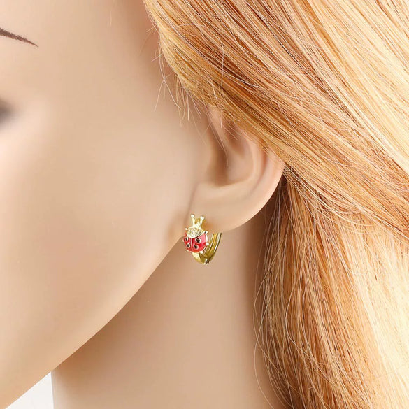 Wholesale Jewelry Fruit Cherry Insect Geometric Copper Goldplated Ear Clip Earrings