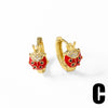Wholesale Jewelry Fruit Cherry Insect Geometric Copper Goldplated Ear Clip Earrings