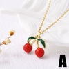 Wholesale Jewelry Fruit Cherry Pendant Necklace Copper 18K Gold Plated O Word Chain