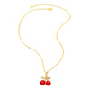Wholesale Jewelry Fruit Cherry Pendant Necklace Copper 18K Gold Plated O Word Chain
