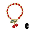 Wholesale Jewelry Fruit Cherry Style Copper Pendant Bracelet With Electroplating