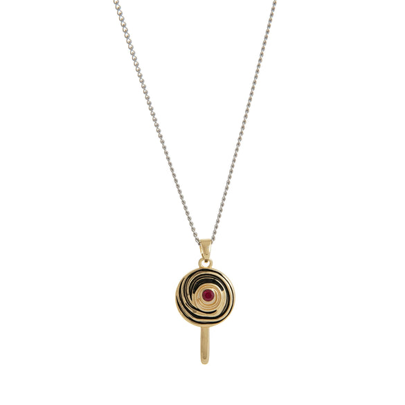 Wholesale Jewelry Fruit Food Style Geometric Donut Copper Pendant Necklace Inlaid With Colored Zircon Electroplated