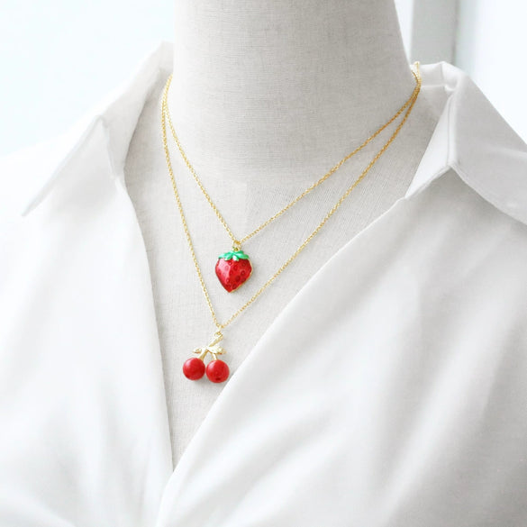 Wholesale Jewelry Fruit Pattern Copper Goldplated Cross Chain Necklace
