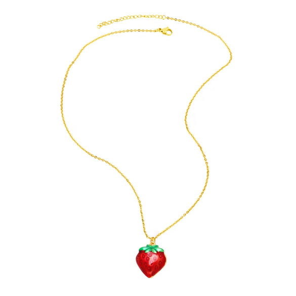 Wholesale Jewelry Fruit Pattern Copper Goldplated Cross Chain Necklace