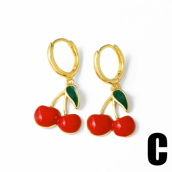 Wholesale Jewelry Fruit Shape Copper Electroplated Earrings For Women
