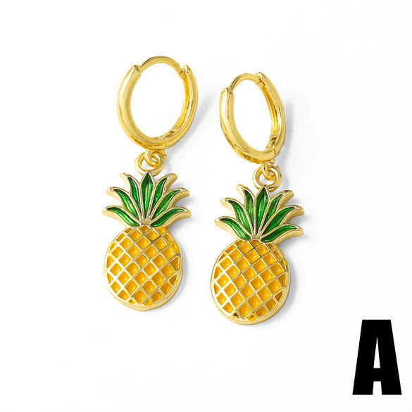 Wholesale Jewelry Fruit Shape Copper Electroplated Earrings For Women