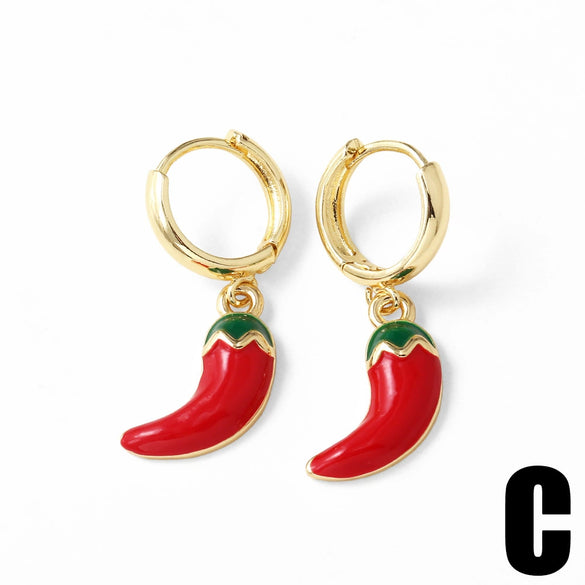 Wholesale Jewelry Fruit Shaped Copper Electroplated Geometric Earrings For Women