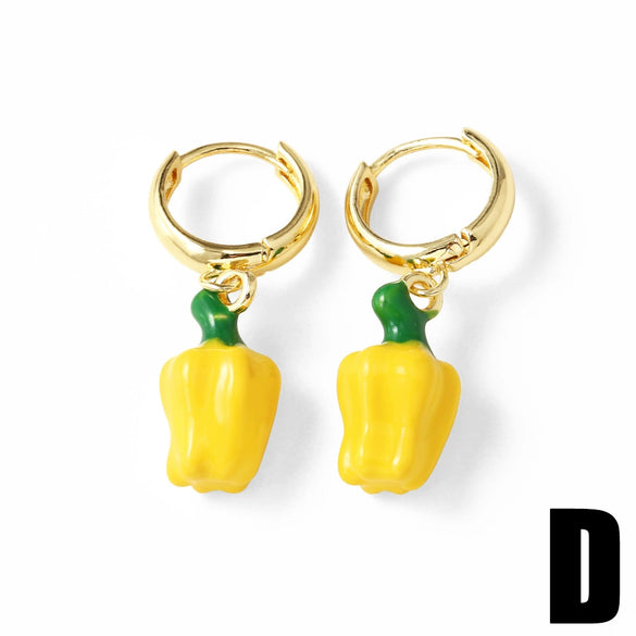 Wholesale Jewelry Fruit Shaped Copper Electroplated Geometric Earrings For Women
