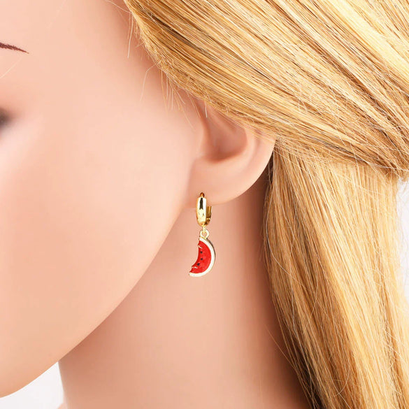 Wholesale Jewelry Fruit Shaped Copper Electroplated Geometric Earrings For Women