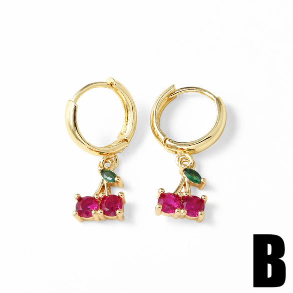 Wholesale Jewelry Fruit Shaped Copper Electroplated Geometric Earrings For Women