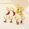 Wholesale Jewelry Fruit Shaped Copper Electroplated Geometric Earrings For Women