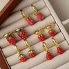 Wholesale Jewelry Fruit Strawberry Pitaya Copper Pendant Electroplated Earrings For Women