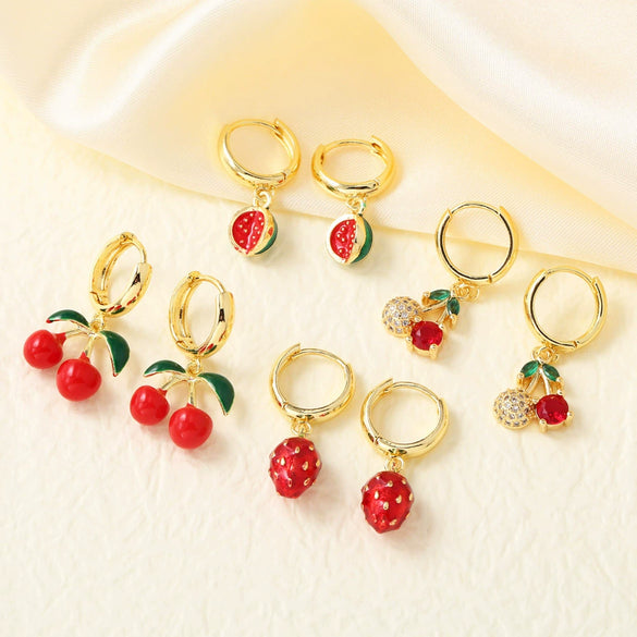 Wholesale Jewelry Fruit Style Copper Electroplated Earrings For Women