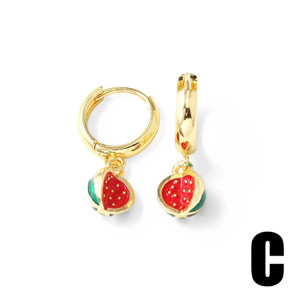 Wholesale Jewelry Fruit Style Copper Electroplated Earrings For Women