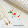 Wholesale Jewelry Fruit Style Copper Mixed Gem Inlay Watermelon Pendant Ochain Necklace For Women Electroplated