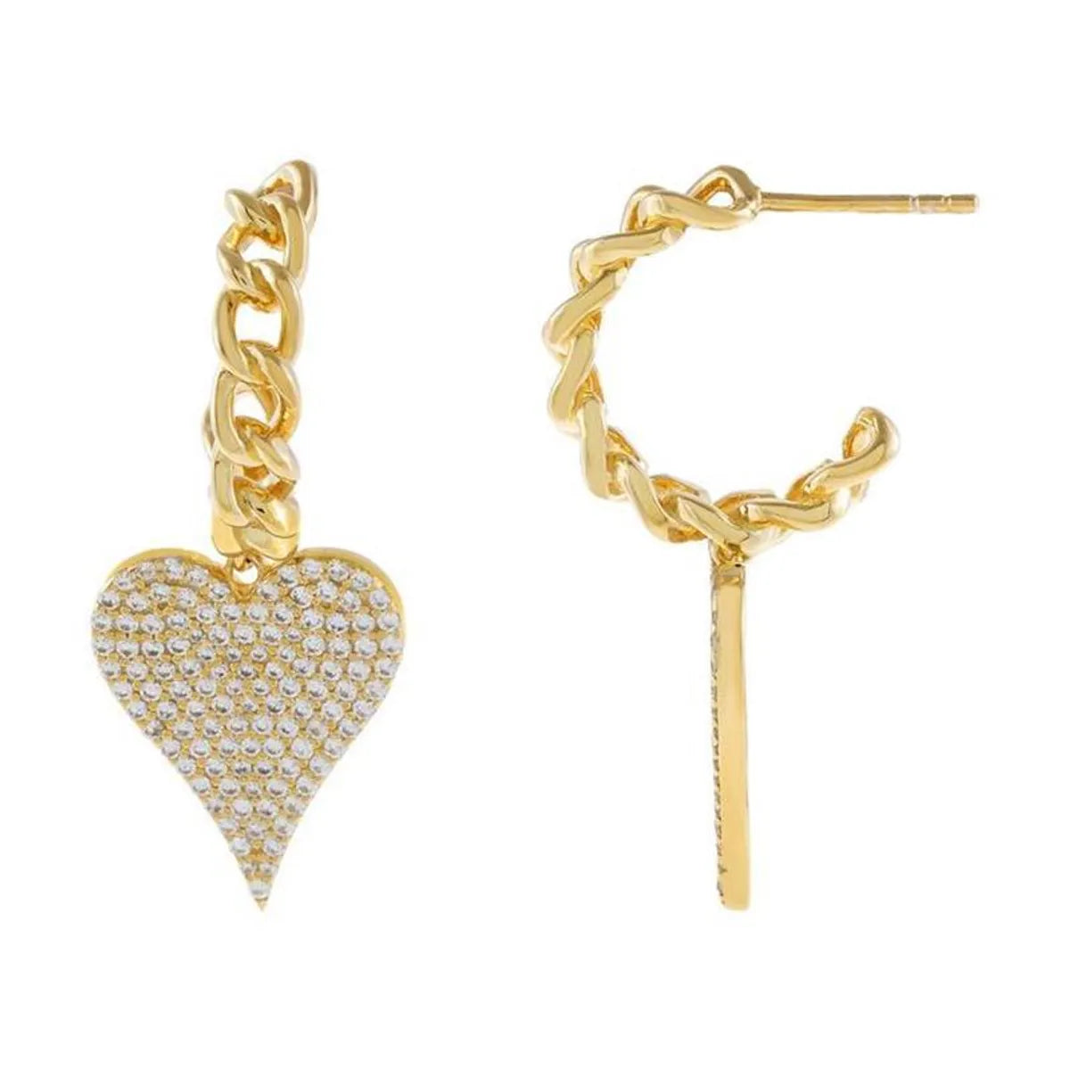 Wholesale Jewelry Full Diamond Heart-shaped Fashion Long Earrings Necklace Gooddiy