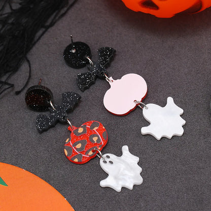 1 Pair Funny Bat Printing Arylic Drop Earrings