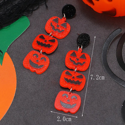 1 Pair Funny Bat Printing Arylic Drop Earrings