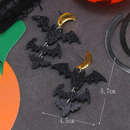 1 Pair Funny Bat Printing Arylic Drop Earrings