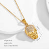 Wholesale Jewelry Funny Cool Style Skull Titanium Steel Zircon 18K Gold Plated Inlay Pendant Necklace