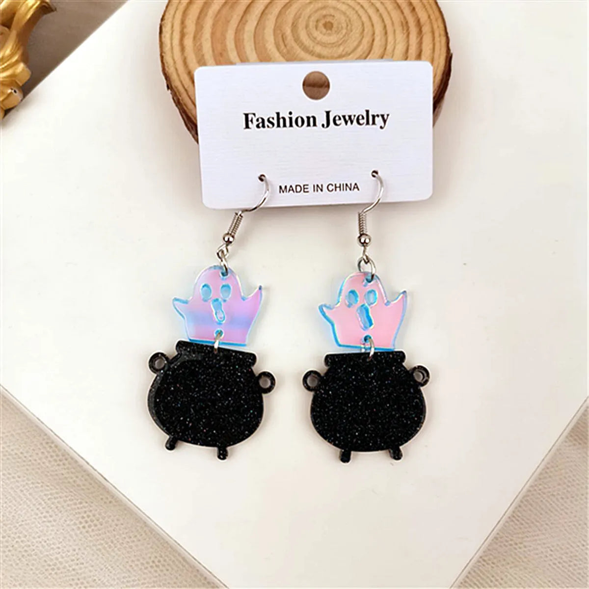 1 Pair Funny Flower Printing Arylic Earrings