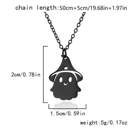 Wholesale Jewelry Funny Pumpkin Ghost Spider 201 Stainless Steel Asymmetrical Hollow Out Pendant Necklace