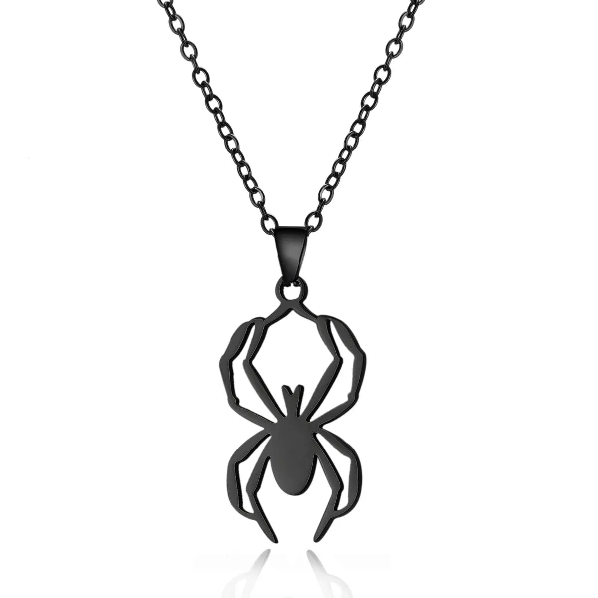 Wholesale Jewelry Funny Pumpkin Ghost Spider 201 Stainless Steel Asymmetrical Hollow Out Pendant Necklace