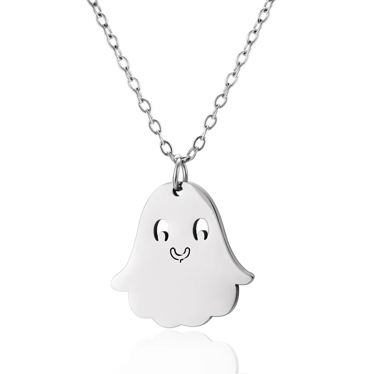 Wholesale Jewelry Funny Pumpkin Ghost Spider 201 Stainless Steel Asymmetrical Hollow Out Pendant Necklace