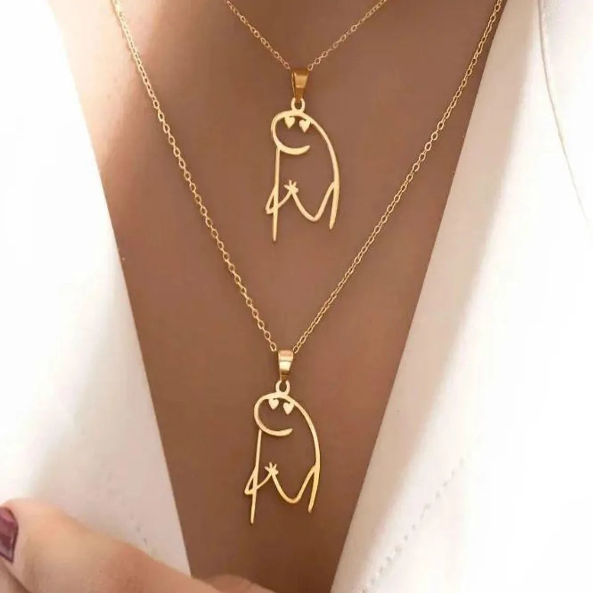 Wholesale Jewelry Funny Simple Style Cartoon Character 304 Stainless Steel Pendant Necklace