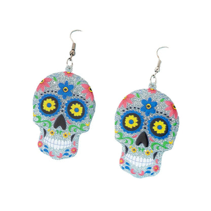 1 Pair Funny Skull Printing Arylic Drop Earrings