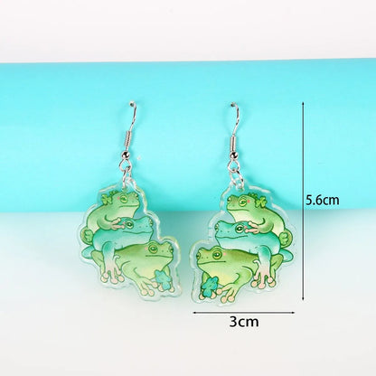 Wholesale Jewelry Funny Streetwear Frog Skull Arylic Zinc Alloy Drop Earrings