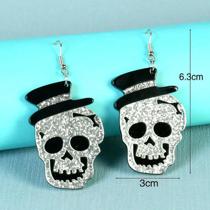 Wholesale Jewelry Funny Streetwear Frog Skull Arylic Zinc Alloy Drop Earrings