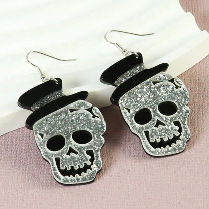 Wholesale Jewelry Funny Streetwear Frog Skull Arylic Zinc Alloy Drop Earrings