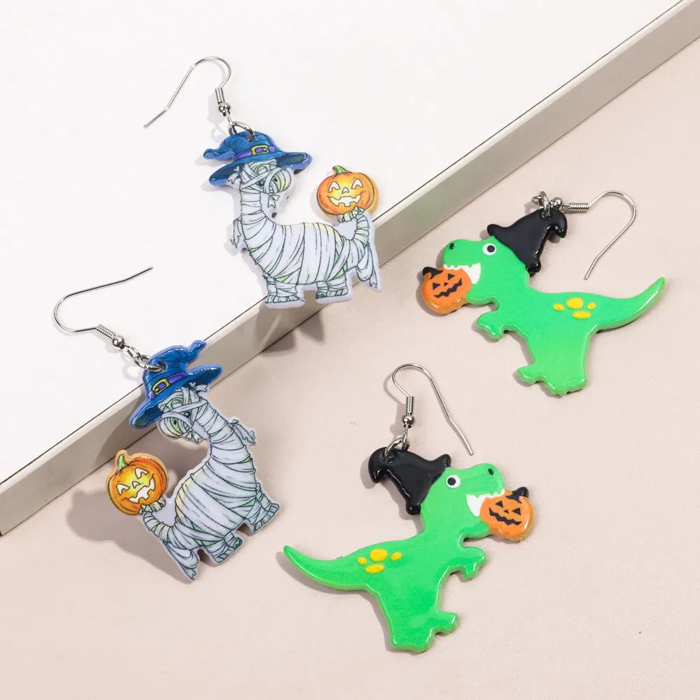 Wholesale Jewelry Funny Streetwear Halloween Pattern Arylic Drop Earrings