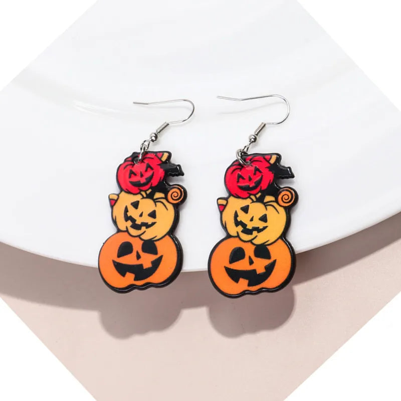 Wholesale Jewelry Funny Streetwear Halloween Pattern Arylic Drop Earrings