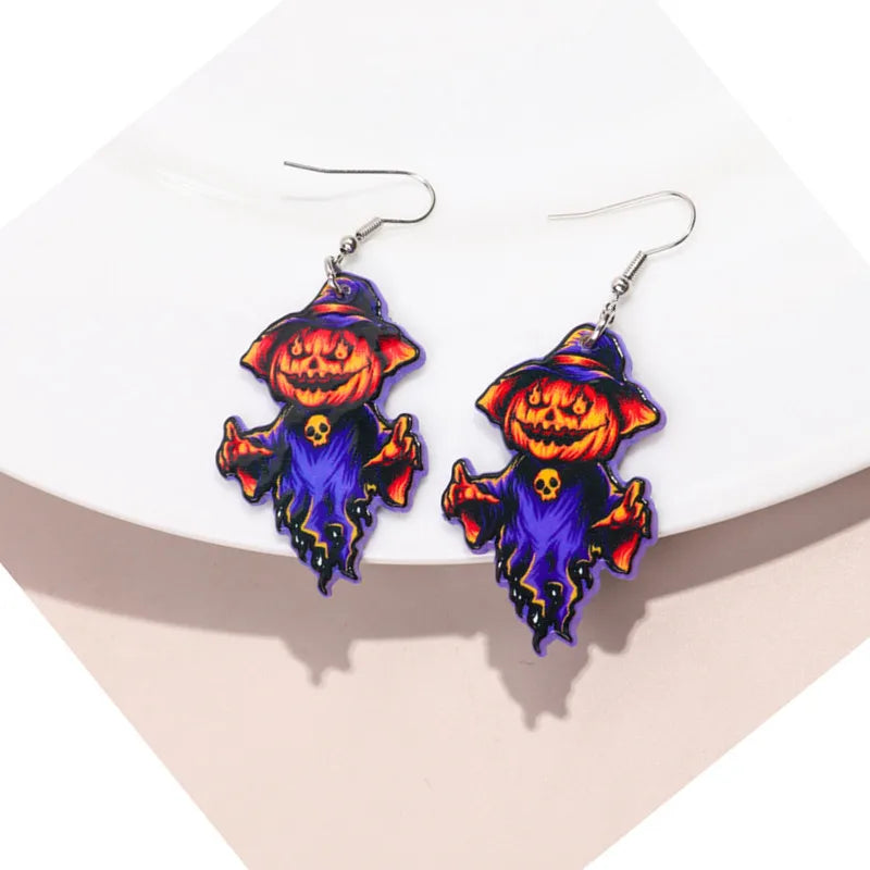 Wholesale Jewelry Funny Streetwear Halloween Pattern Arylic Drop Earrings