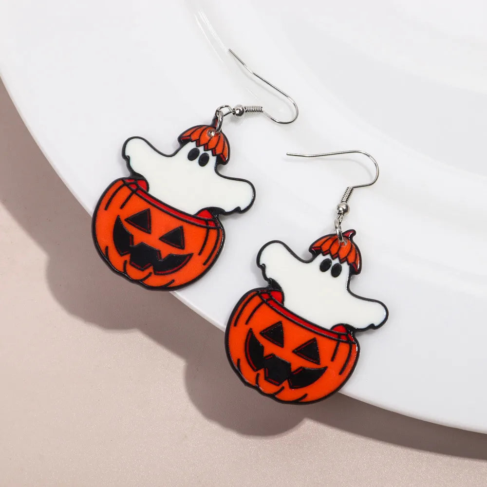 Wholesale Jewelry Funny Streetwear Halloween Pattern Arylic Drop Earrings