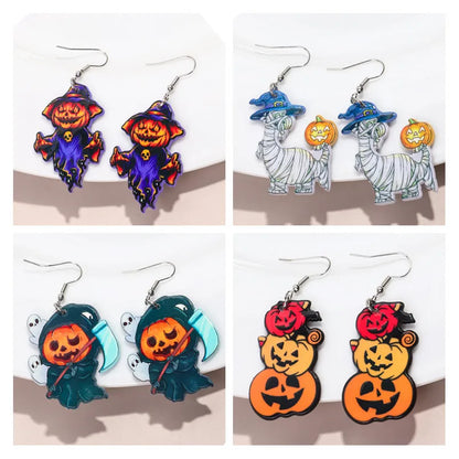 Wholesale Jewelry Funny Streetwear Halloween Pattern Arylic Drop Earrings