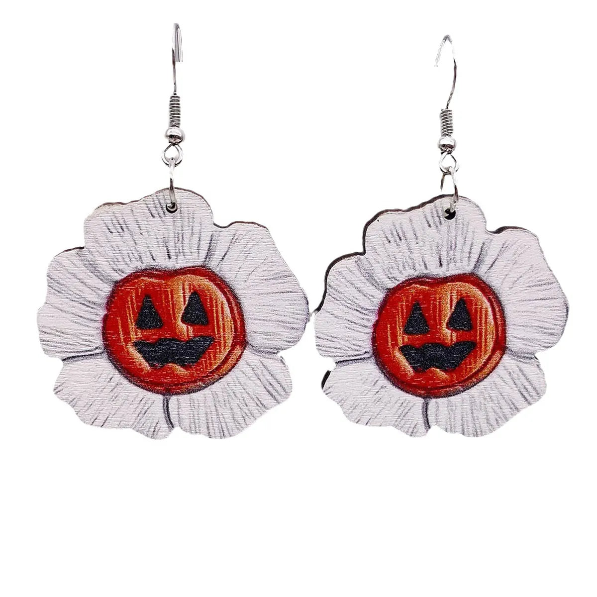 Wholesale Jewelry Funny Streetwear Halloween Pattern Spider Wood Drop Earrings