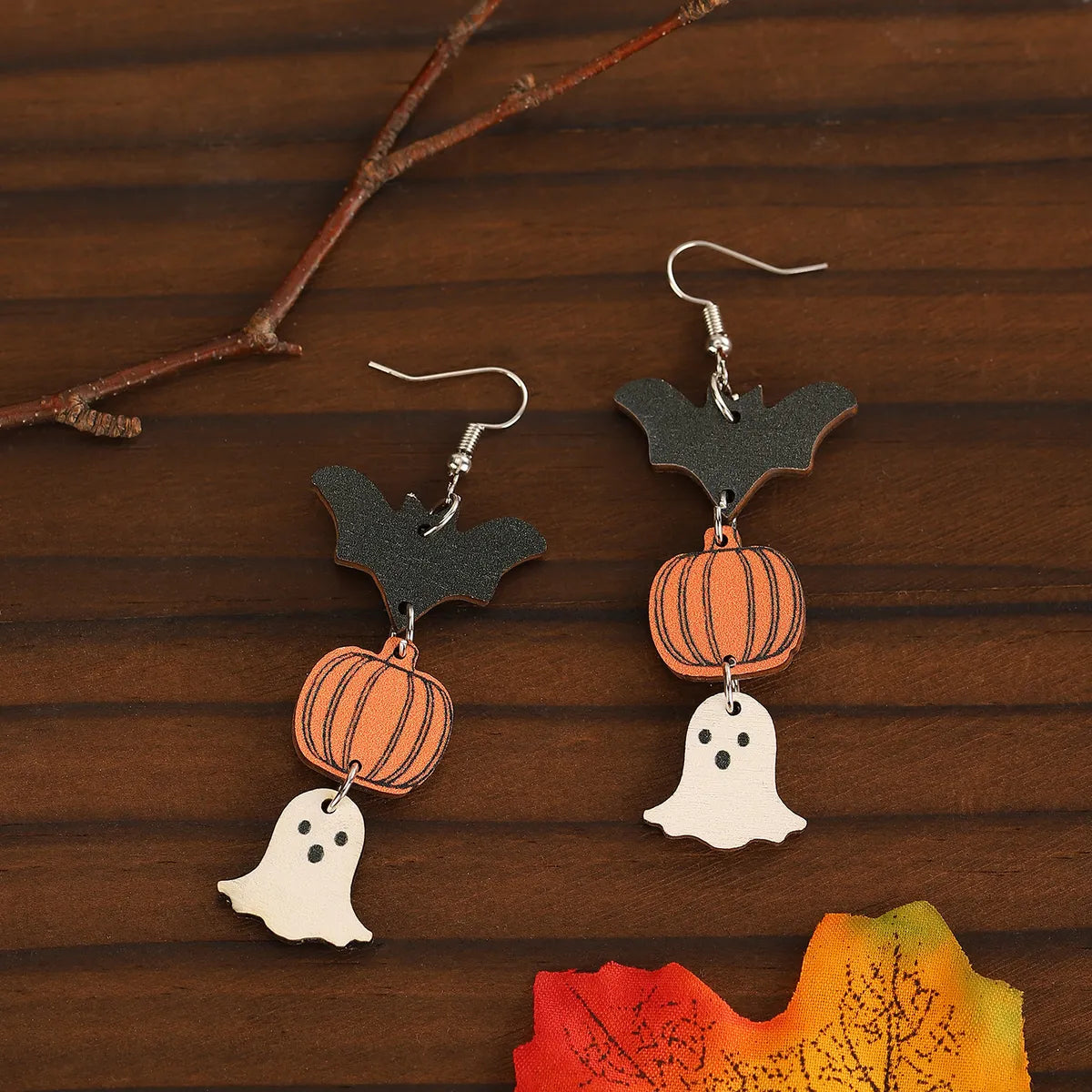 Wholesale Jewelry Funny Streetwear Pumpkin Wood Drop Earrings