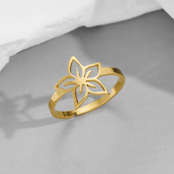 Wholesale Jewelry Funny Sweet Pastoral Star Bat Butterfly 201 Stainless Steel 18K Gold Plated Polishing Open Rings