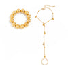 Wholesale Jewelry Geometric Alloy Beaded Stacked Mittens Spiral Pendant Rope Necklace With Electroplating For Women