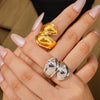 Wholesale Jewelry Geometric Asymmetry 316L Stainless Steel Ring Electroplated Retro Design