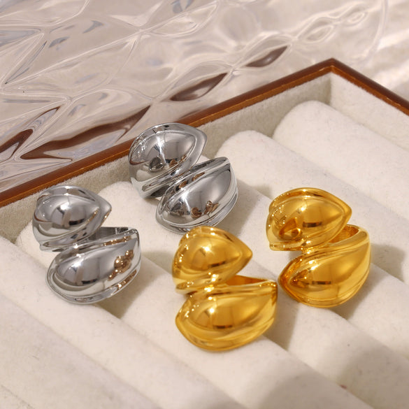 Wholesale Jewelry Geometric Asymmetry 316L Stainless Steel Ring Electroplated Retro Design