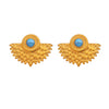 Wholesale Jewelry Geometric Blue Turquoise Stainless Steel Electroplated Fanshaped Earrings For Women