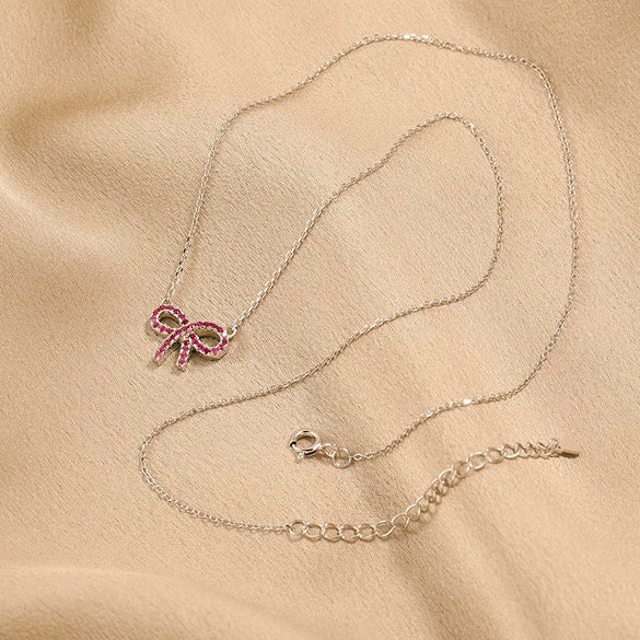 Wholesale Jewelry Geometric Bow Buckle 925 Sterling Silver O Chain Necklace For Women