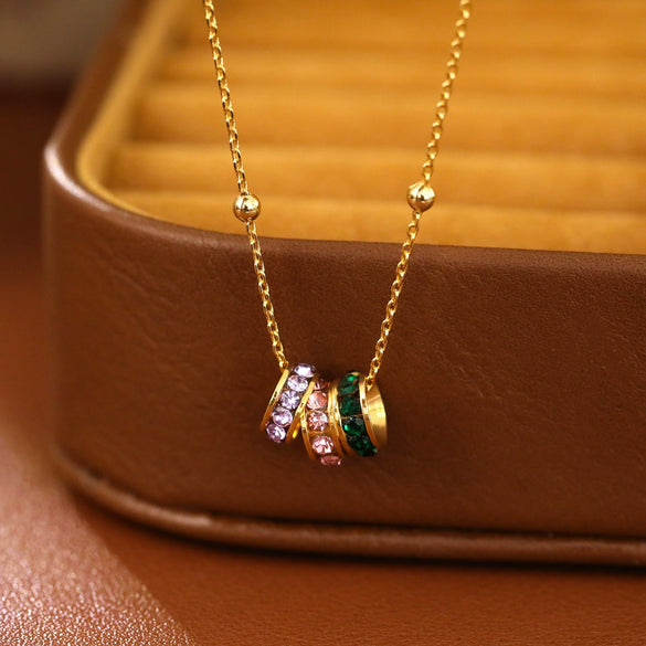 Wholesale Jewelry Geometric Copper Alloy Zircon Pendant Necklace With Electroplating For Women