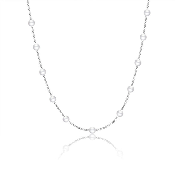 Wholesale Jewelry Geometric Copper Beaded Clavicle Necklace With Electroplating And Silver Plated Pendant