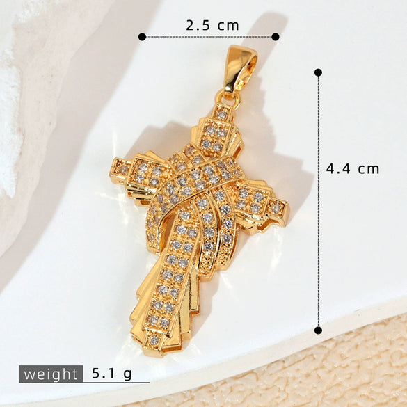 Wholesale Jewelry Geometric Copper Cross Pendant Necklace Hiphop Style Electroplated For Men And Women