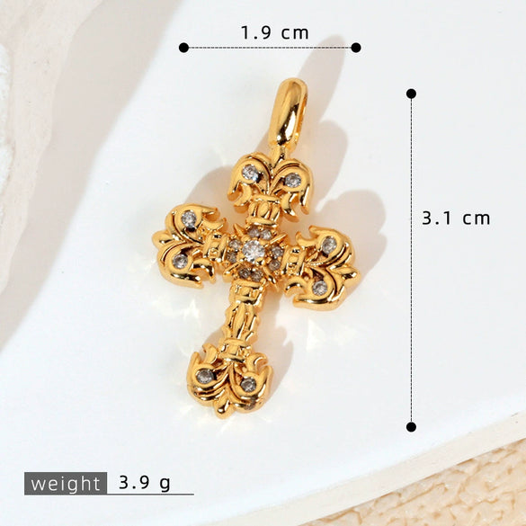 Wholesale Jewelry Geometric Copper Cross Pendant Necklace Hiphop Style Electroplated For Men And Women
